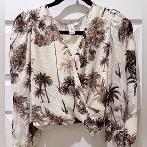 Joie Palm Desert Cactus Print Faux Wrap Crop